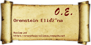Orenstein Eliána névjegykártya